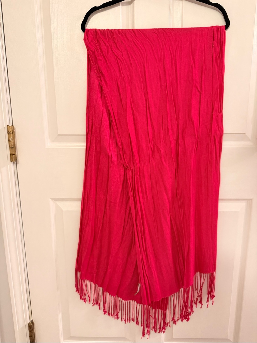 Pink Fringed Scarf / Wrap